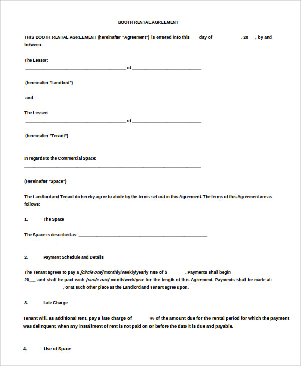 event booth rental agreement sample download