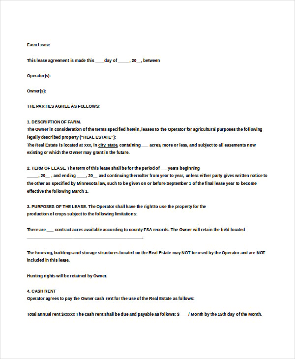 doc format farm lease agreement free download