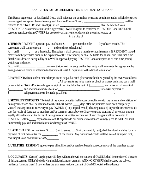 20 Rental Lease Agreement Free Word PDF Format Download Free 