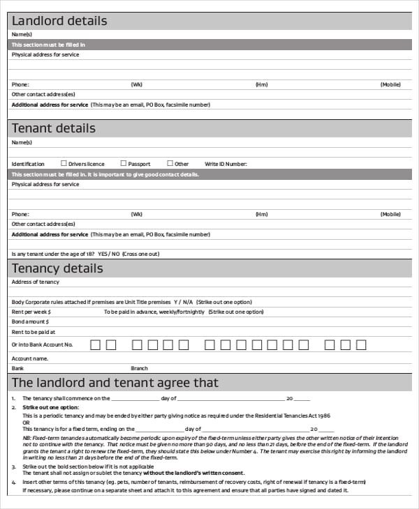 sample residential tenancy agreement free download