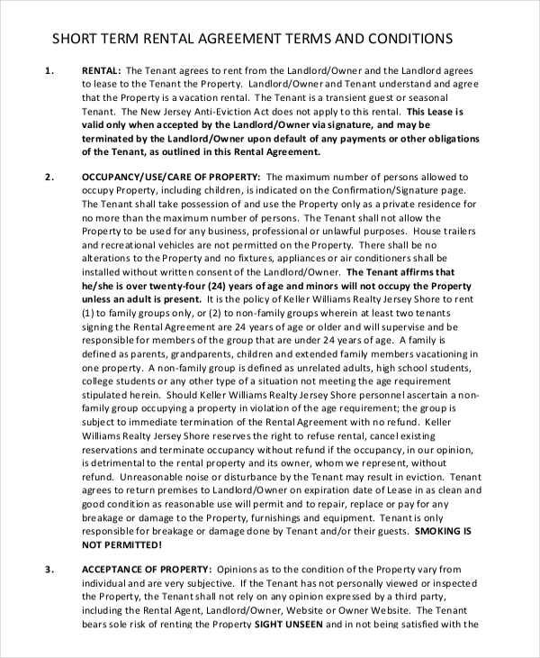 20+ ShortTerm Rental Agreement Templates Free Sample, Example