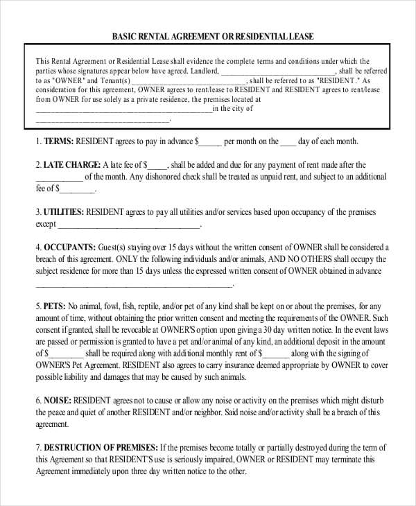 simple one page building rental agreement pdf download