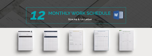 Monthly Work Schedule Template 26 Free Word Excel Pdf Format Download Free And Premium 5001