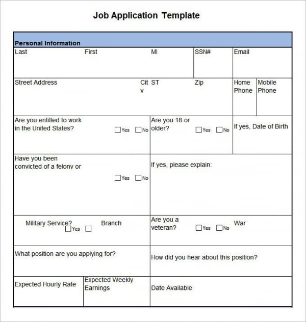free download sample job application template1