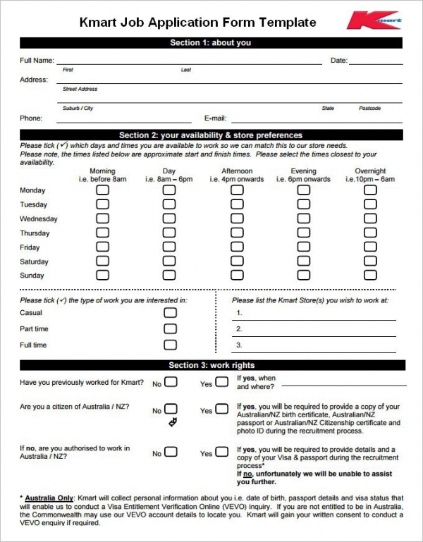 free job application template pdf download