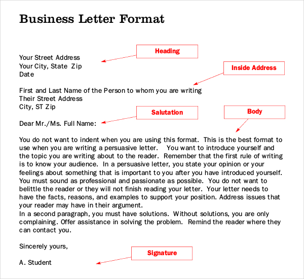 Letter writing format