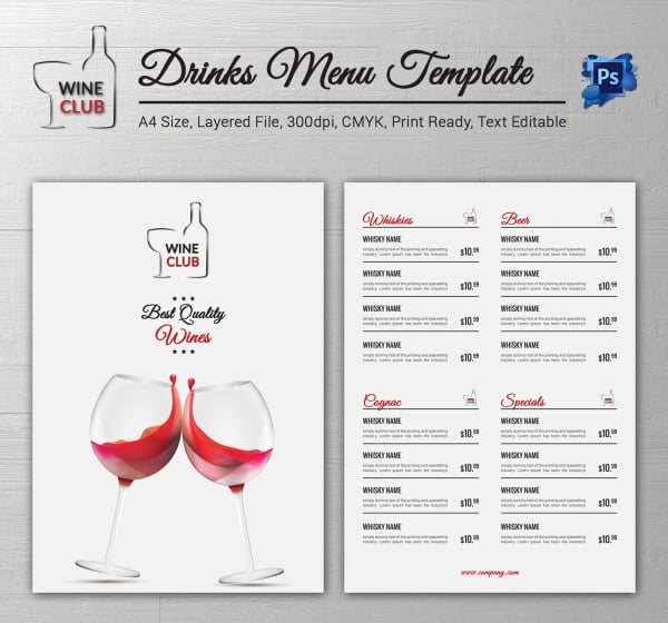 free download wine menu template for microsoft word