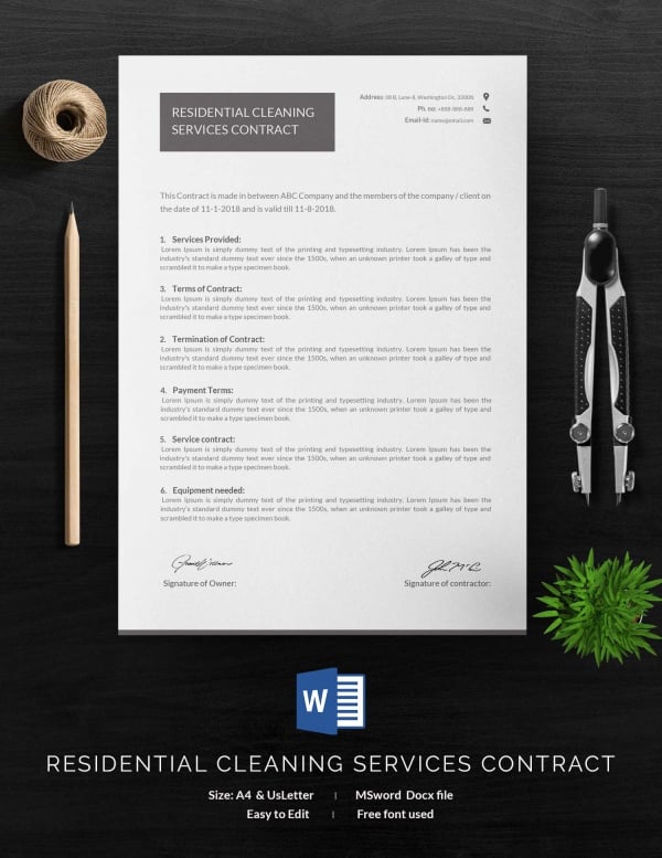 Cleaning Contract Template - 27 Word, PDF Documents Download | Free