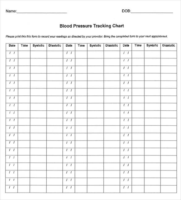 printable blood pressure chart template