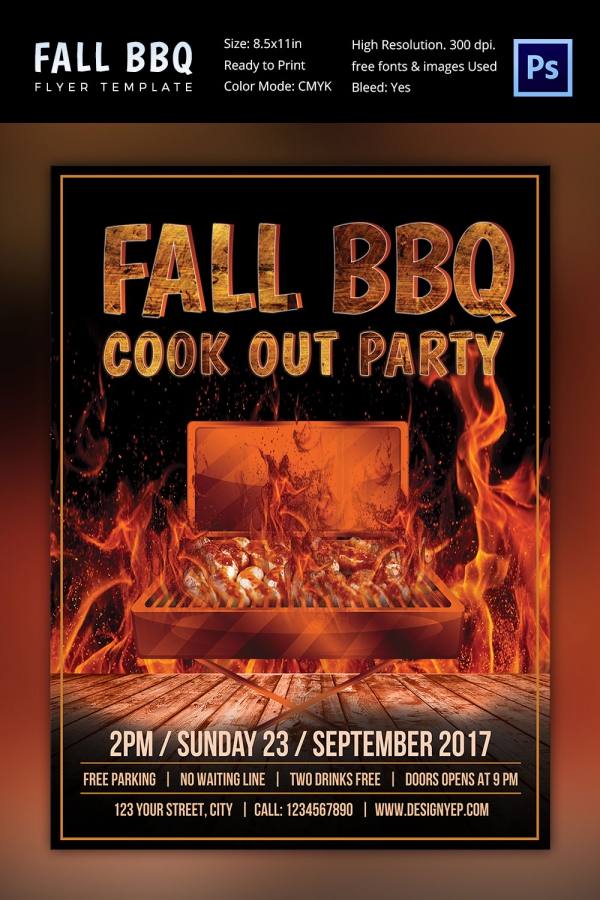 Fall BBQ Party Flyer Template