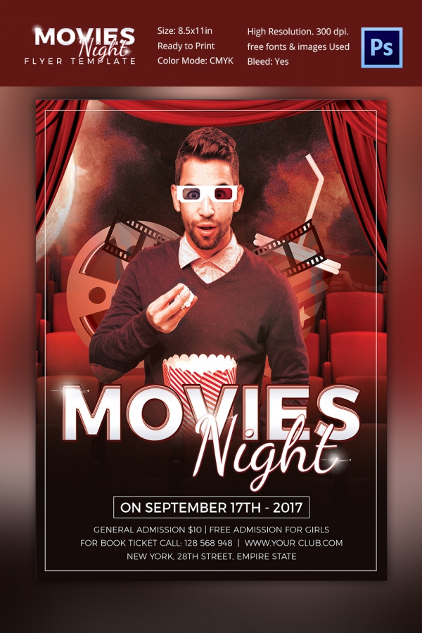 Movie Night Flyer Template PSD Design