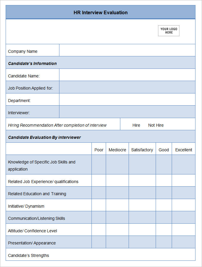 17+ FREE Sample HR Evaluation Forms & Examples - Word, PDF, PSD