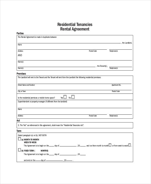 free apartment rental form