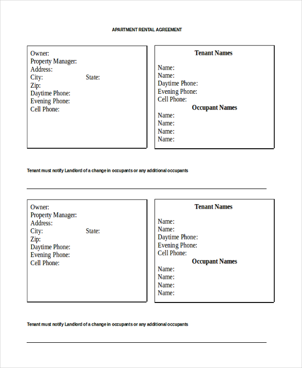 Apartment Rental Agreement - 8+ Free Word, PDF Documents Download