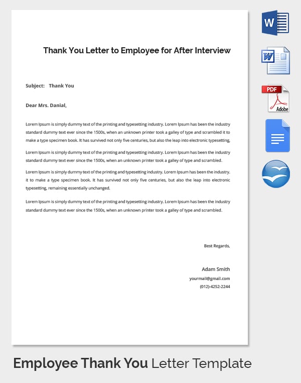 employee interview thank you letter template