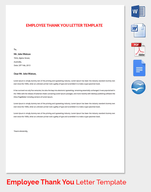 employee thank you letter to their colleagues