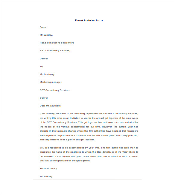 19+ FREE HR Invitation Letter Templates - PDF, DOC