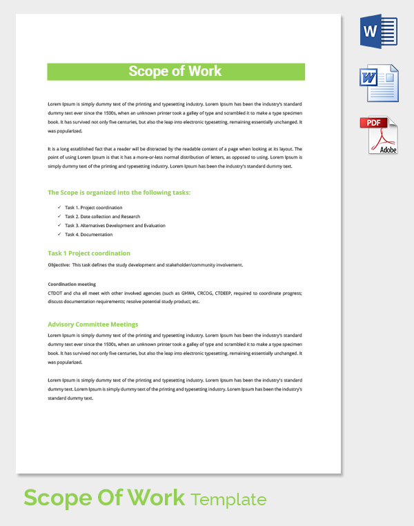 organized scope of work template