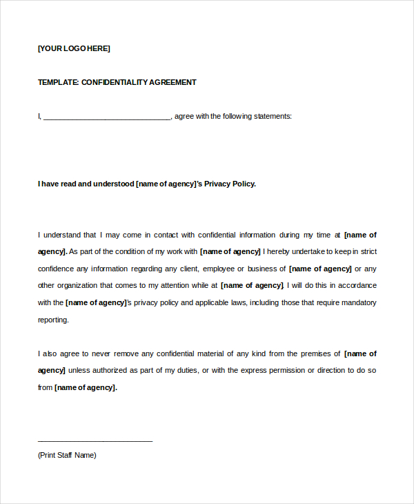 Celebrity Confidentiality Agreement 7  Free Word PDF Documents Download