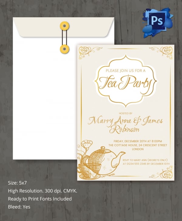 simple tea party invitation template