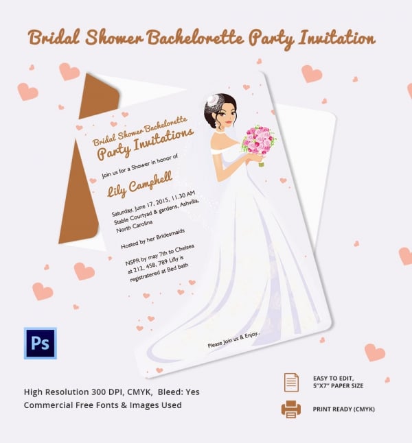 bridal shower bachelorette party invitation template