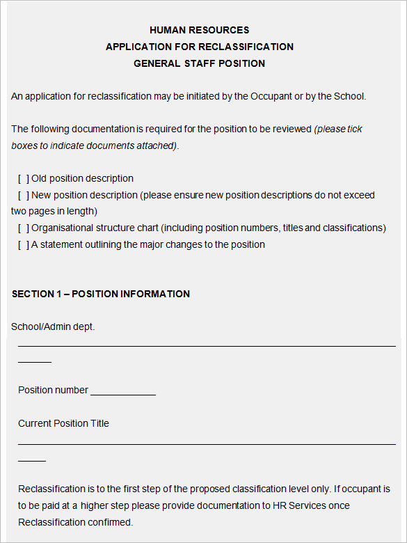 application for reclassification
