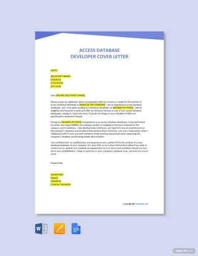 access database developer cover letter template
