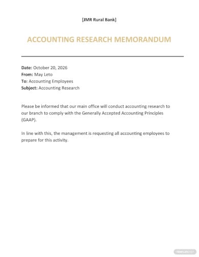 accounting research memo template