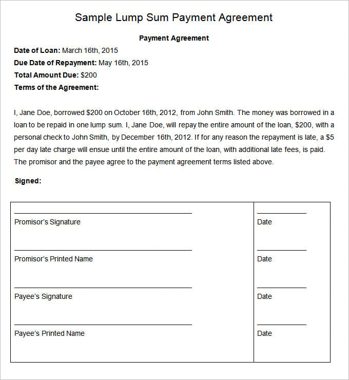 agreement payment plant template