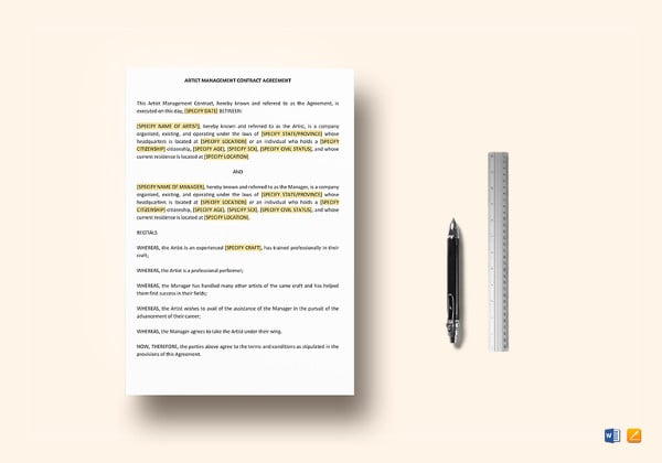 artist event management contract template