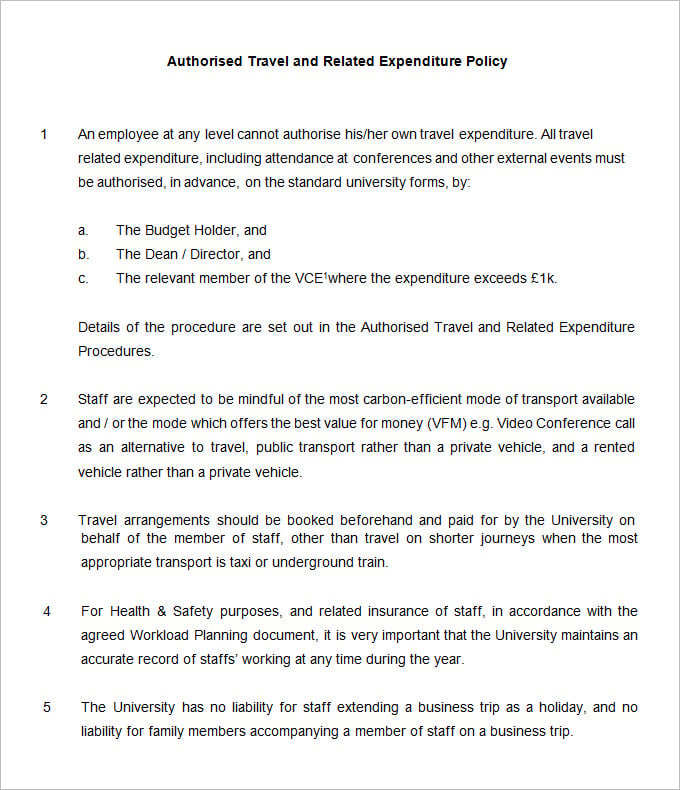 authorised travel and related expenditure policy and procedure