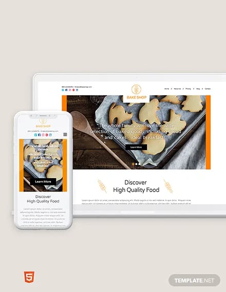 bakery bootstrap landing page template