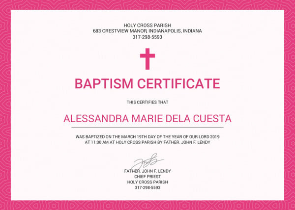 baptism certificate indesign template