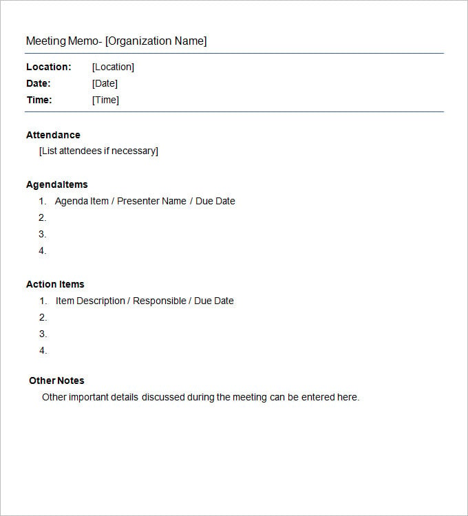 Meeting Memo Template - 8 Free Word, PDF Documents ...