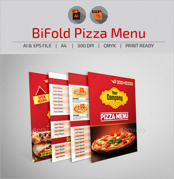bi fold pizza menu template