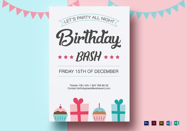 birthday bash flyer photoshop template