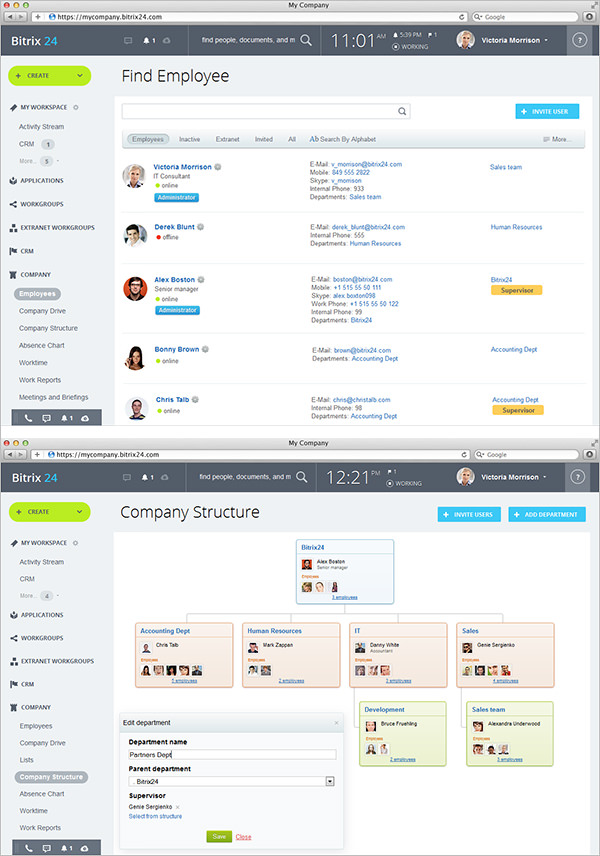 bitrix24 human resources information system hris