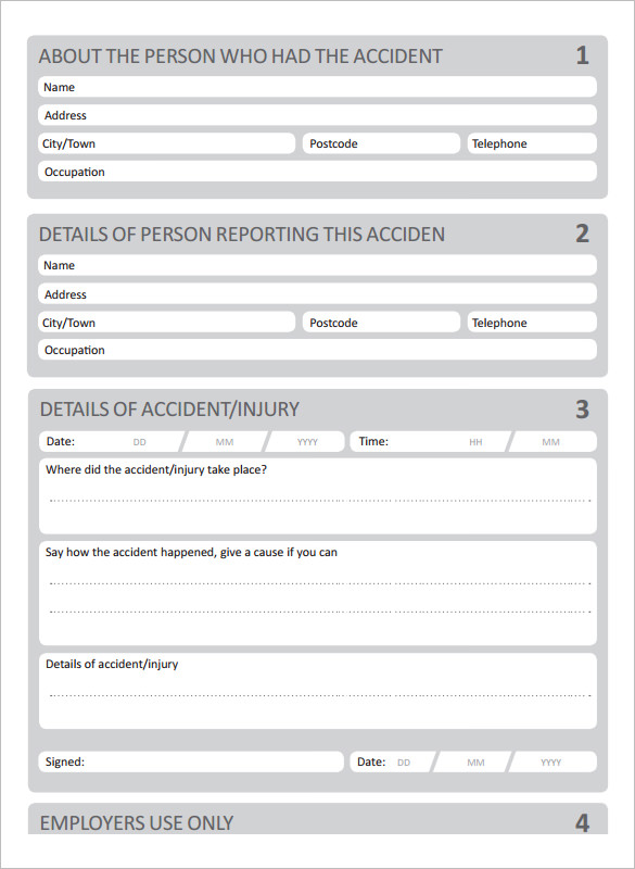 blank accident report template