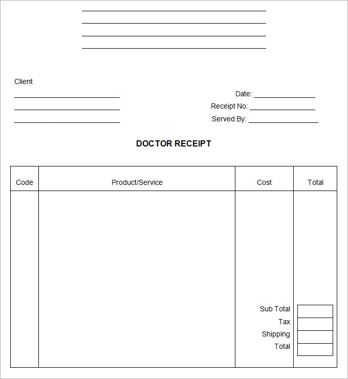 blank doctor receipt template