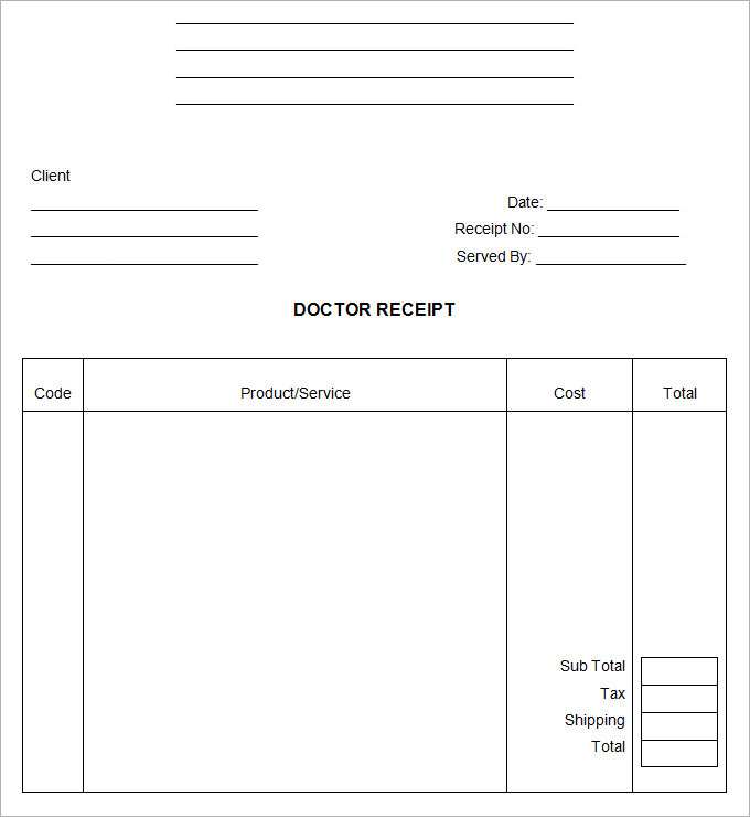 18 Doctor Receipt Templates Excel Word Apple Pages
