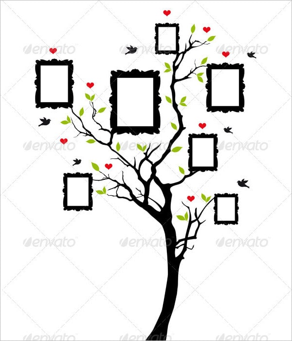 blank-family-tree-template-with-vintage-frames