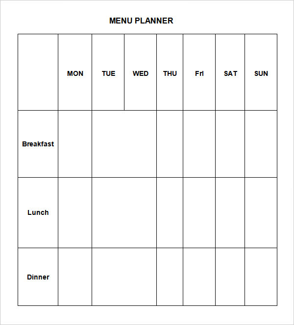 Menu Planner - 24+ Free Templates in Word, PSD, PDF, EPS, InDesign