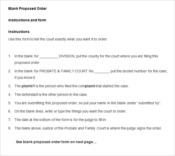 blank proposed order form template