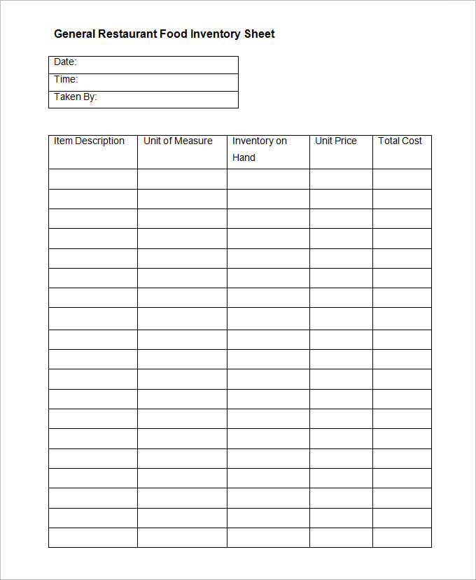 Printable Inventory List Printable Blank Inventory Spreadsheet Supply