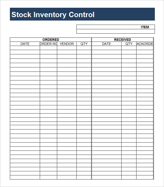 blank stock inventory control template