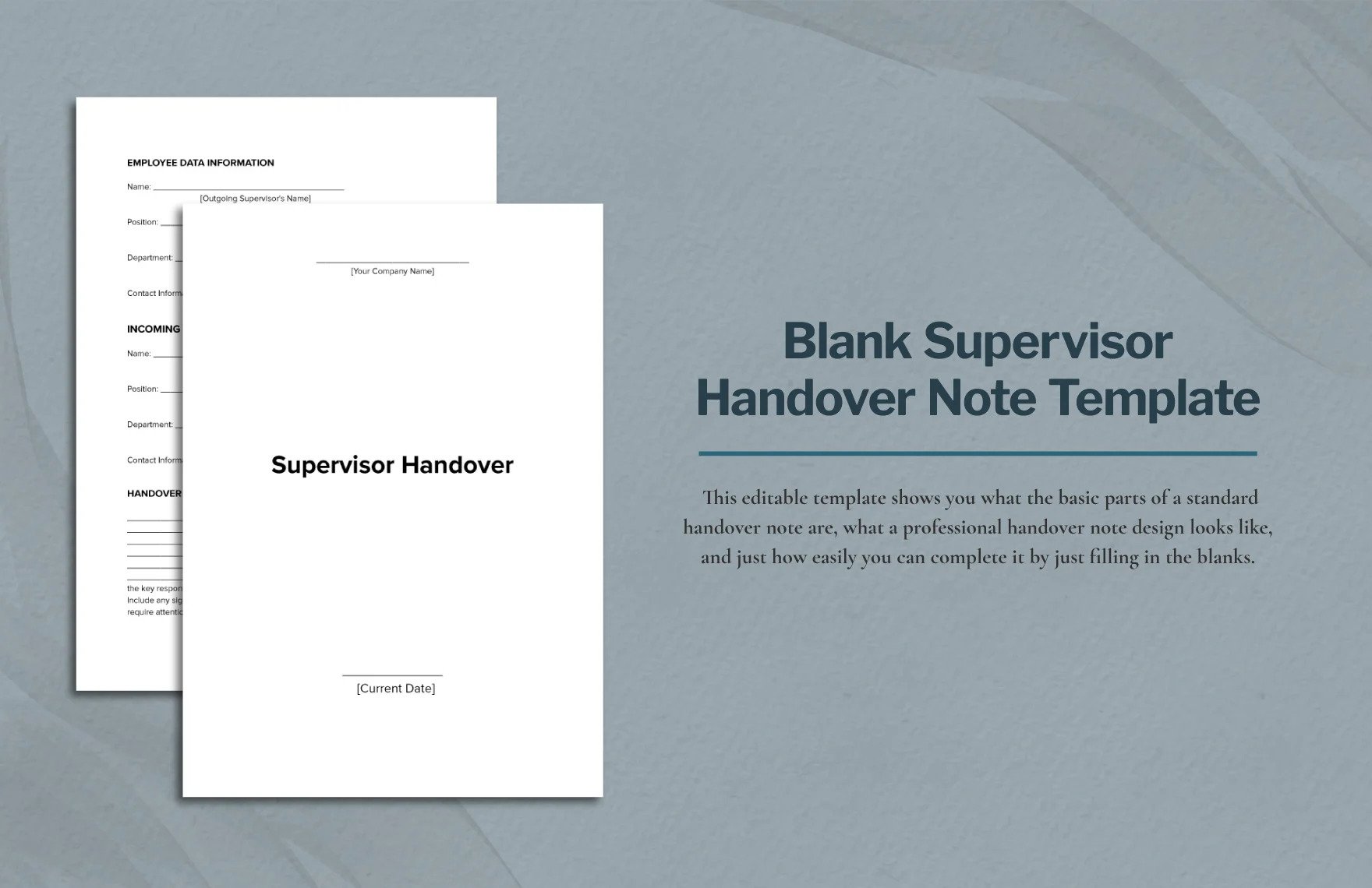 blank supervisor handover note template