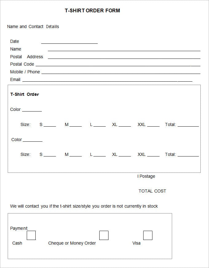 t shirt order form template google docs
 5+ T-Shirt Order Form Templates - PDF, DOC | Free & Premium ...