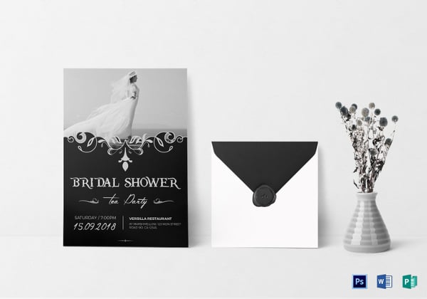 bridal shower tea party invitation template
