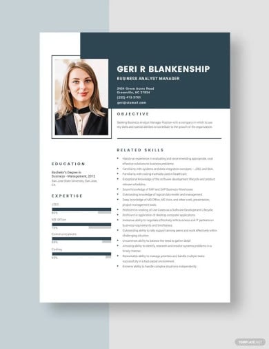 business analyst manager resume template