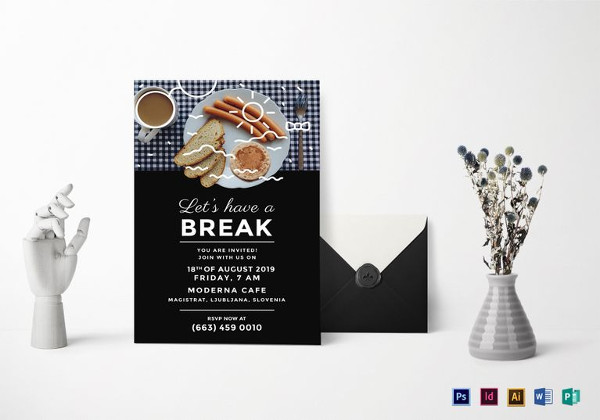 business breakfast invitation indesign template